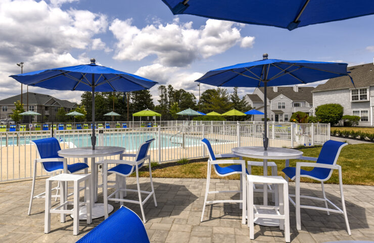 Poolside umbrella tables for Relaxing and Socializing