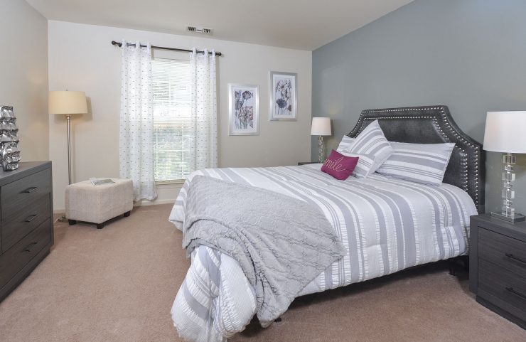 bedroom with large window 