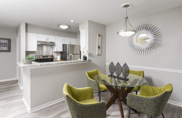 dining room with wood floors 
