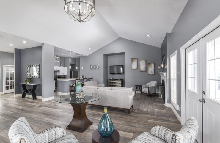 clubhouse interior with fireplace 