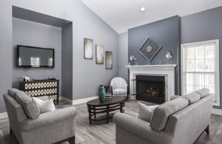 clubhouse interior with fireplace 