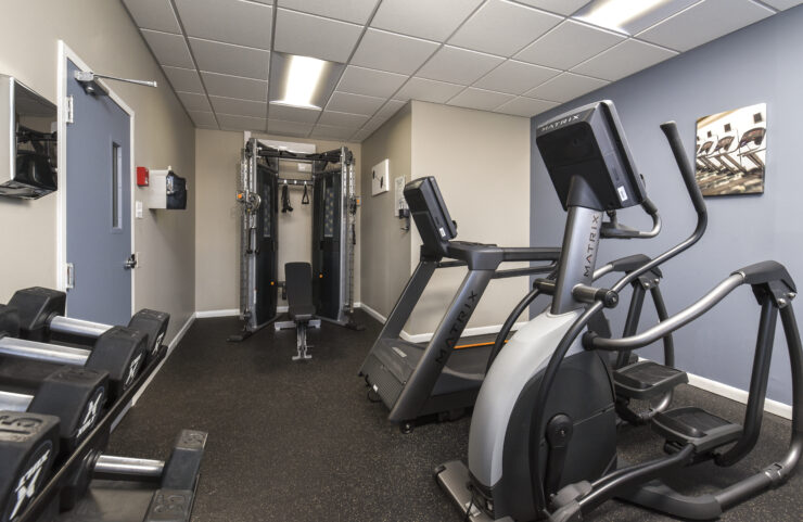 elliptical, treadmill and weight machines