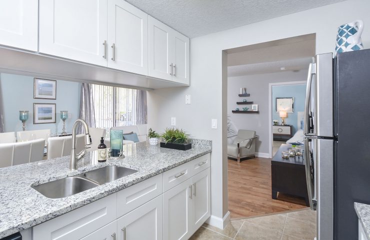 updated kitchen with pass through area to the dining room 