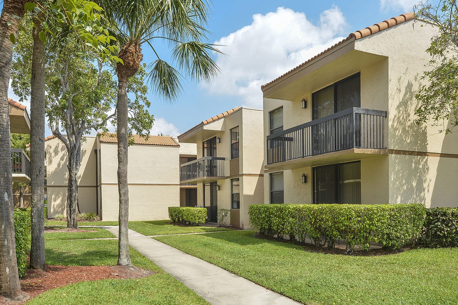 manicured walkway through communty 