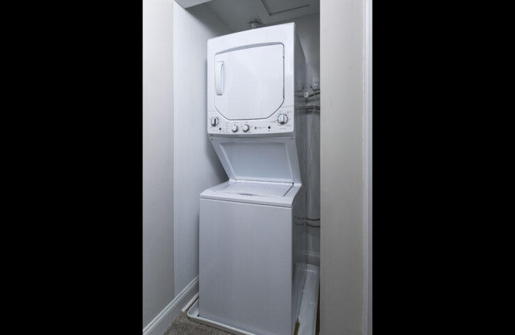 stacked washer and dryer in select apartments