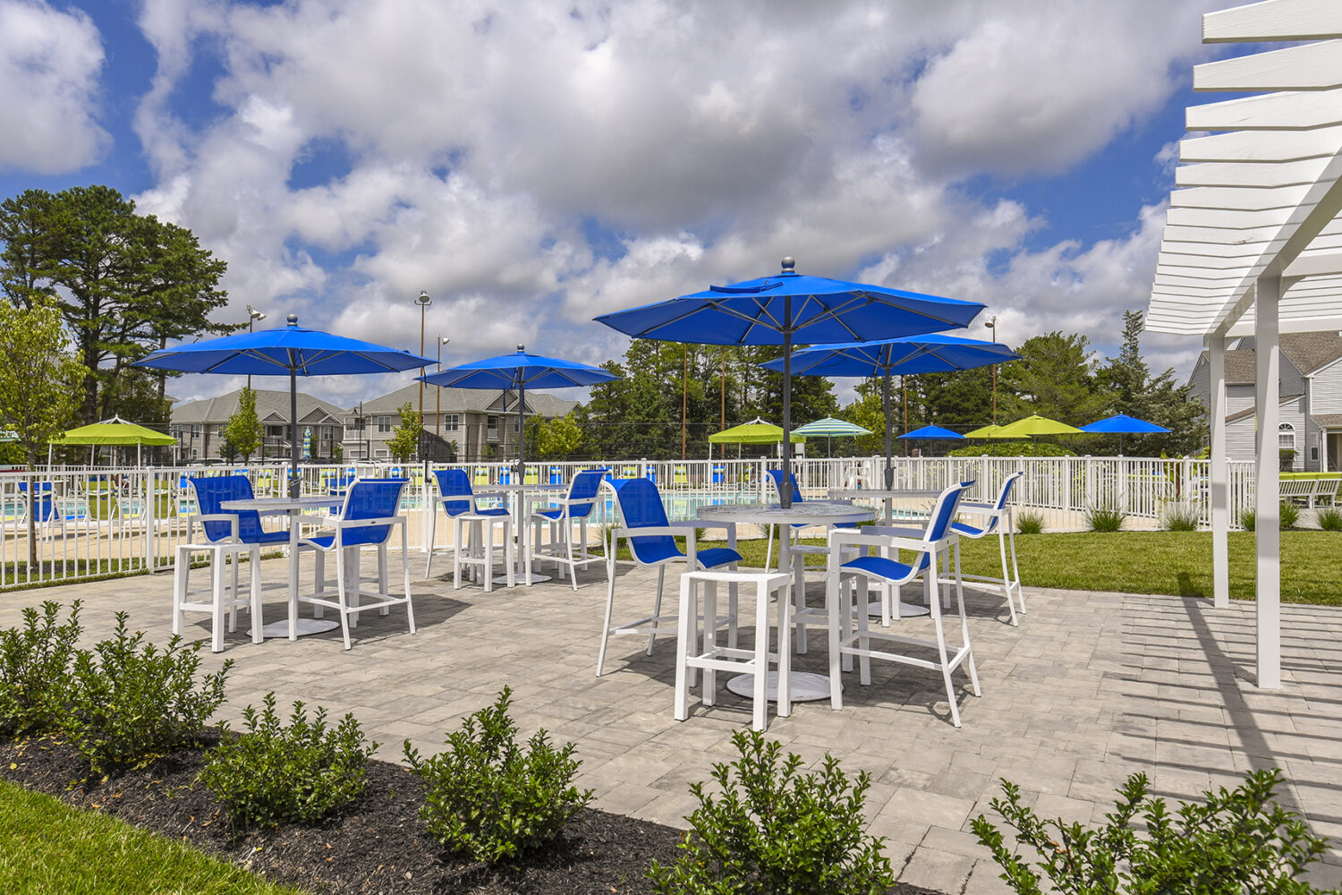 poolside high top tables for entertaining