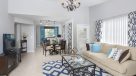 living room with tile flooring 