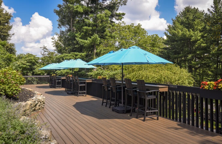 Shaded Sun Deck with Umbrella Tables