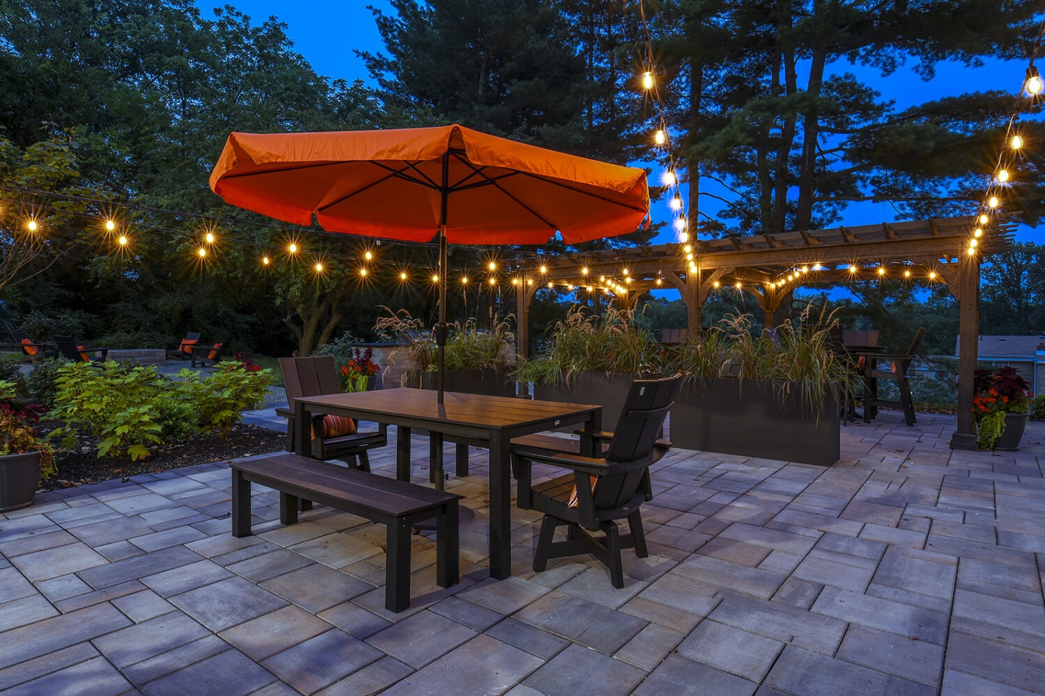 Outdoor Lounge Area at night