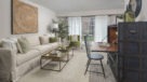 large living room with sliding door to patio