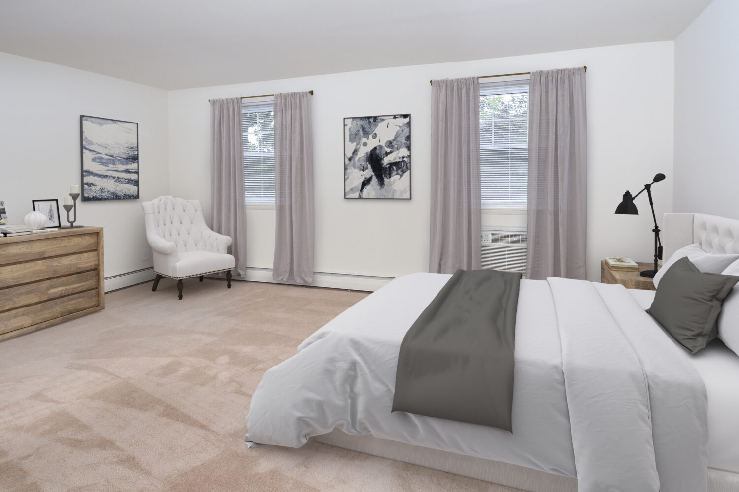 large bedroom with carpeting