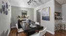 dining area with plank flooring