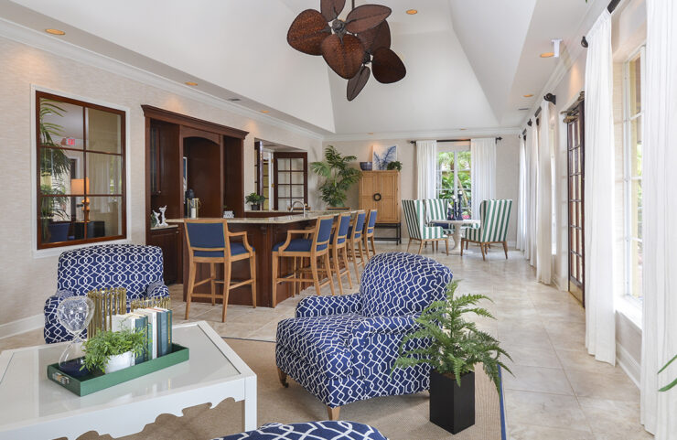 clubhouse with bar and seating