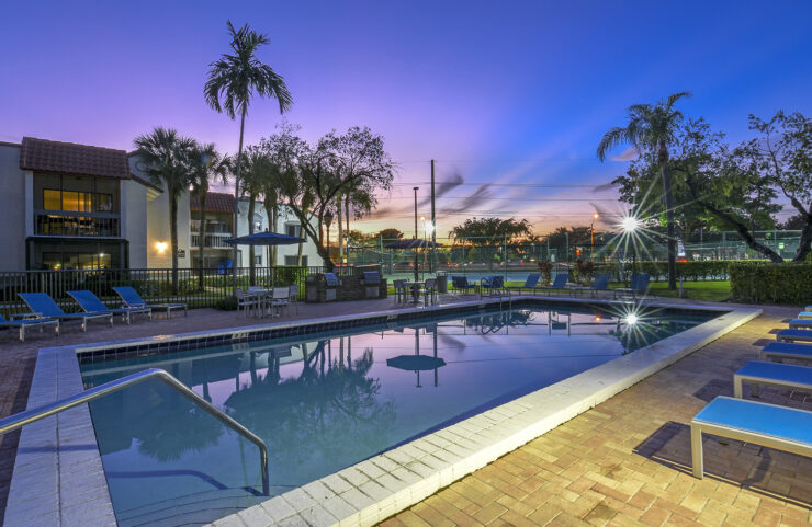 enjoy sunsets by the pool in baca raton