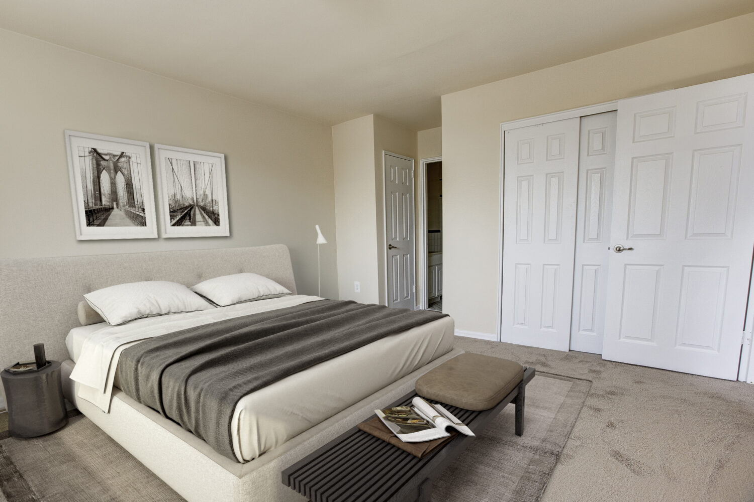 bedroom with wall to wall carpeting