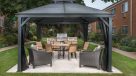 black canopy covering outdoor kitchen 