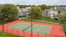 aerial view of tennis court 