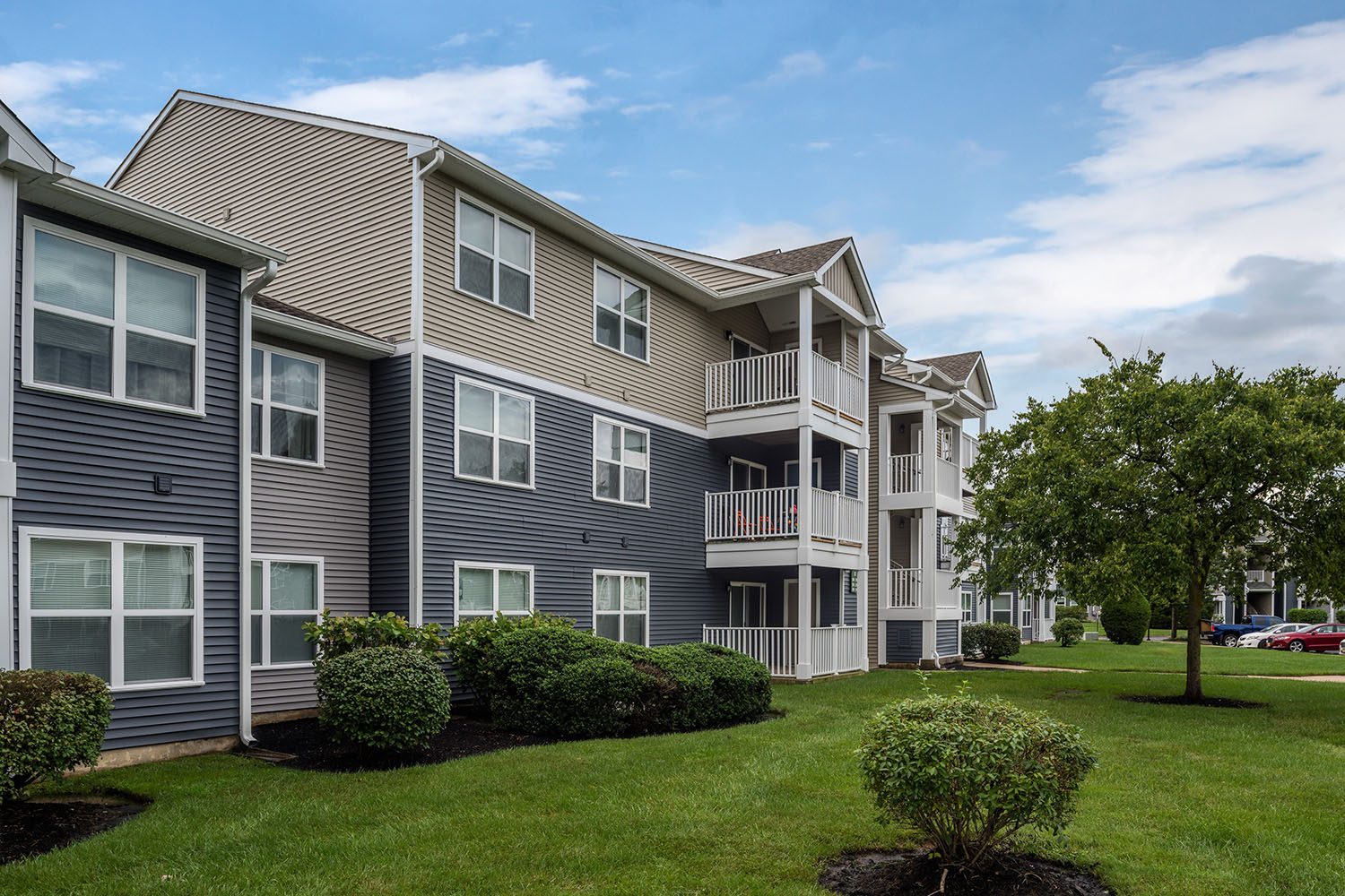 exterior with landscaped bushes 