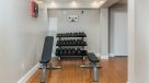 free weights and benches in the fitness center