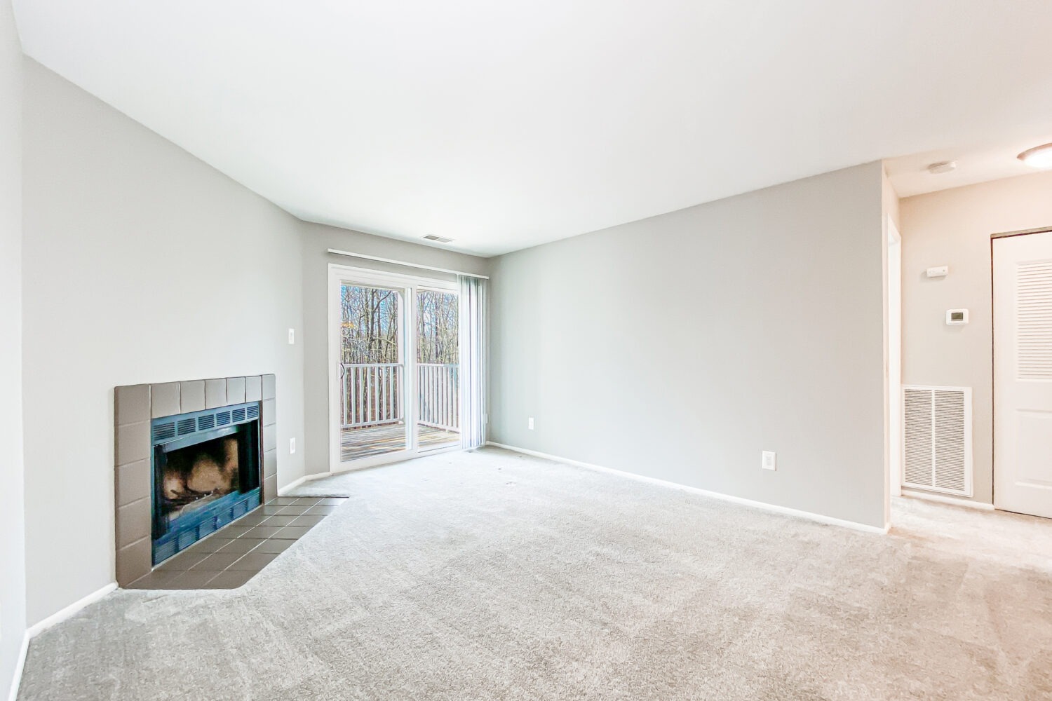 renovated living room with fireplace