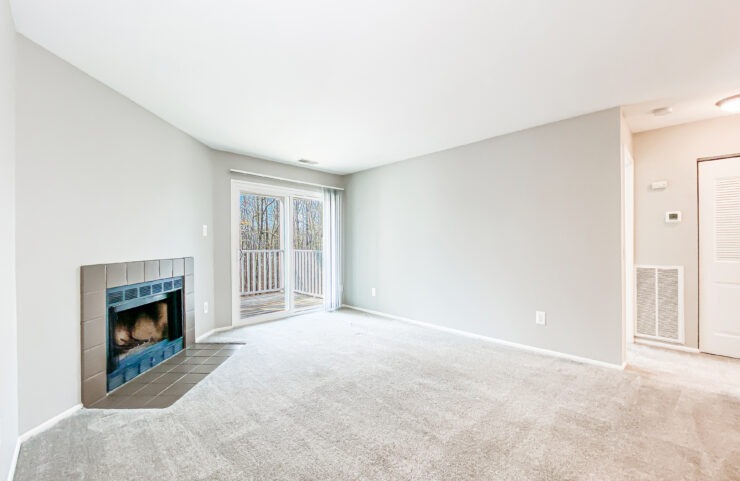 renovated living room with fireplace