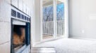 close up of fireplace and balcony