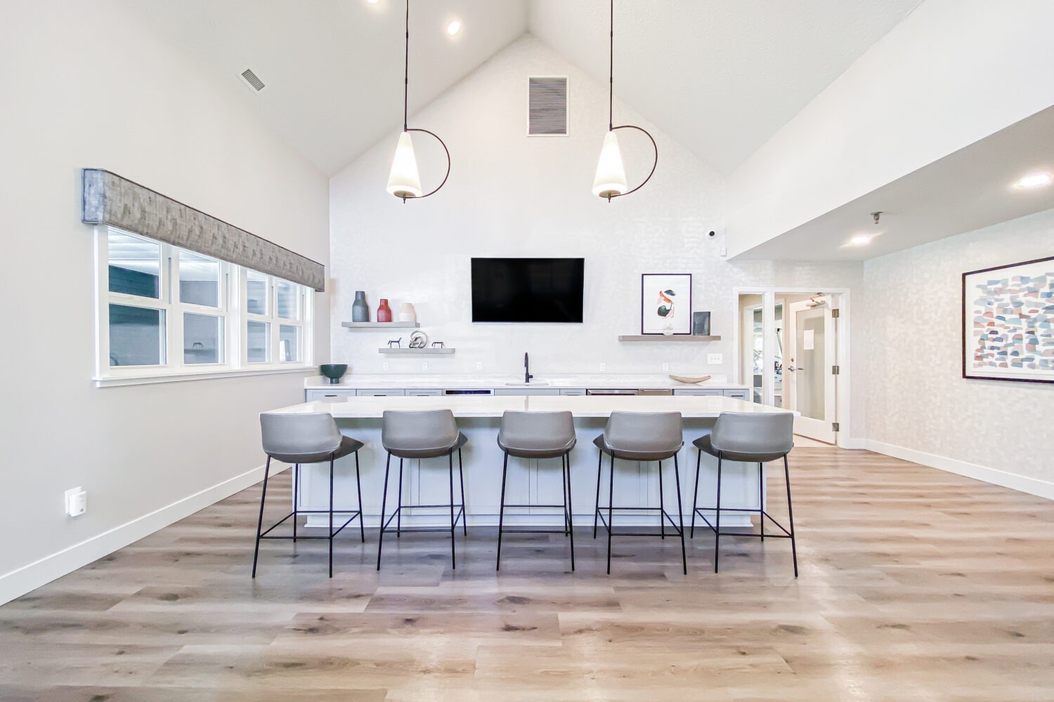 clubhouse kitchen area with tv