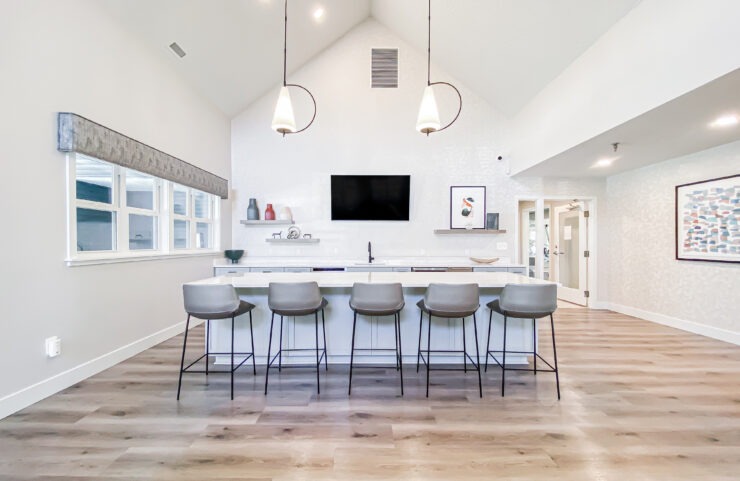 clubhouse kitchen area with tv