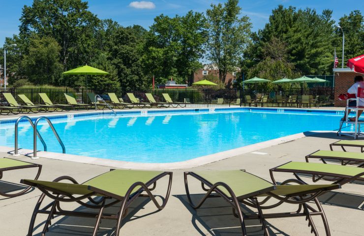 outdoor pool with plenty of new patio furniture