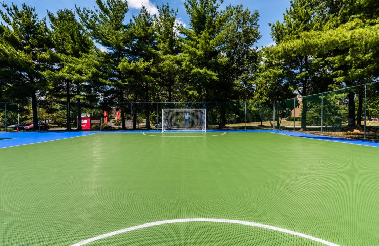 multi sport court with basketball and soccer