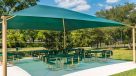 shaded picnic area with plenty of seating