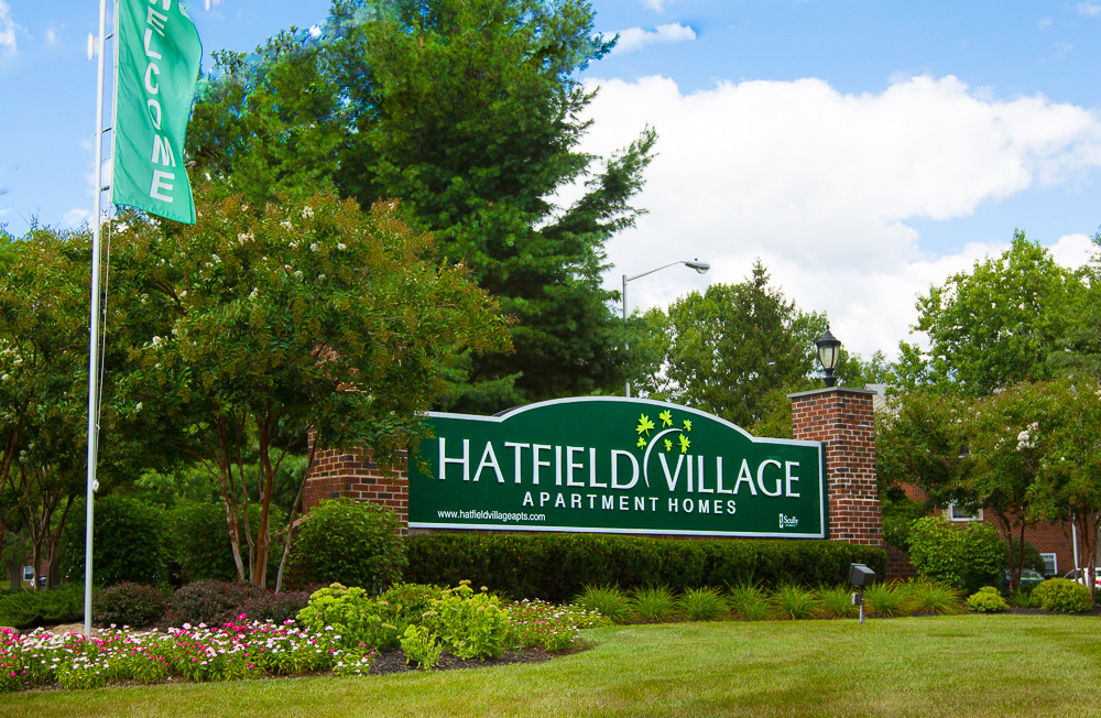 large green hatfield village sign