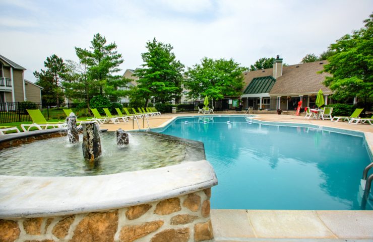 fountain by the salt water pool 