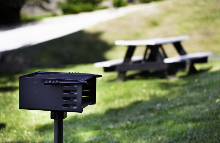 charcoal grill with picnic tables 