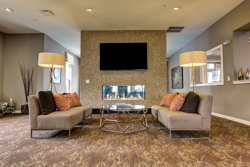 clubhouse with sofas and tv  