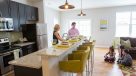 open floorplan kitchen with large island to sit four 