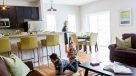 kitchen open into the living room 