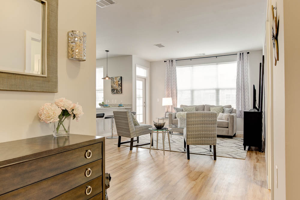 living room with hardwood flooring 