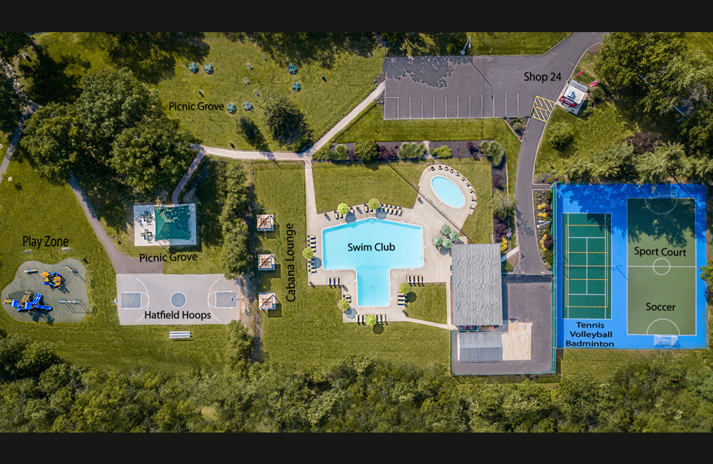 aerial view of all outdoor amenities 