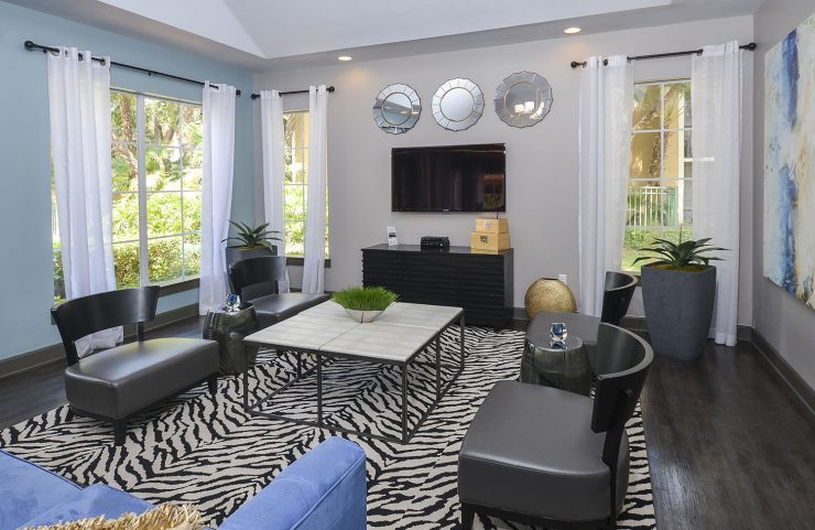 seating area in the clubhouse with a flatscreen TV