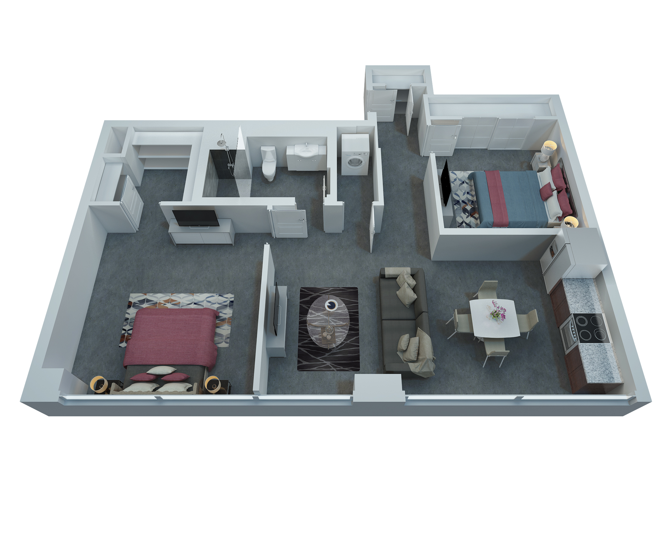 D2 - 2 Bedroom, 1 Bathroom