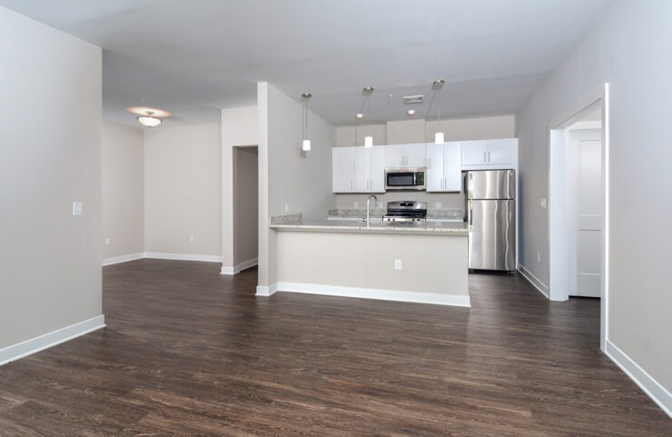 open floorplan with plank flooring 