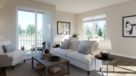 large living room with plank flooring 
