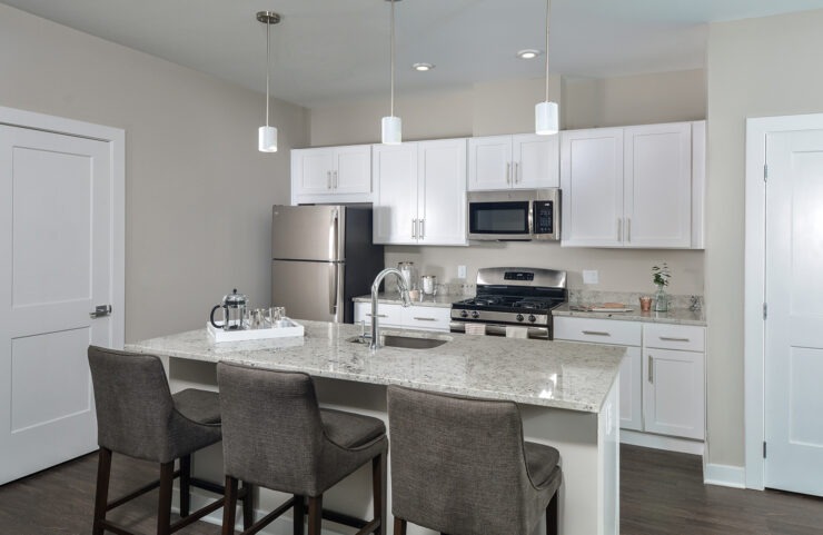 kitchen with large island