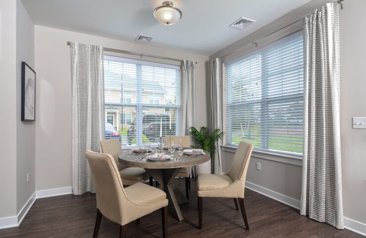 dining room with plank flooring