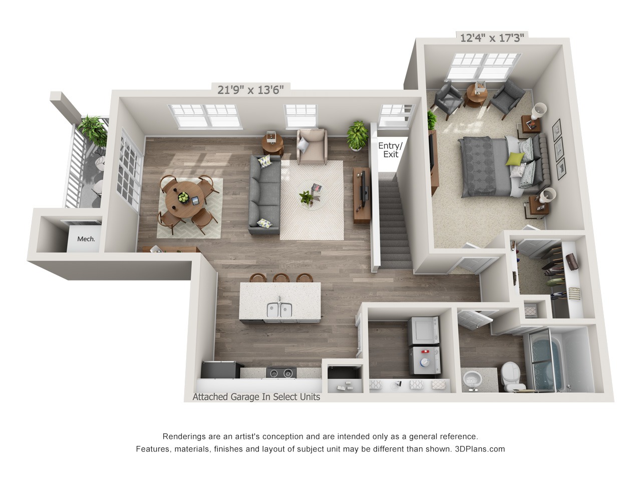 Jade - 1 Bed / 1 Bath with Garage - 2nd Floor - 947 SF