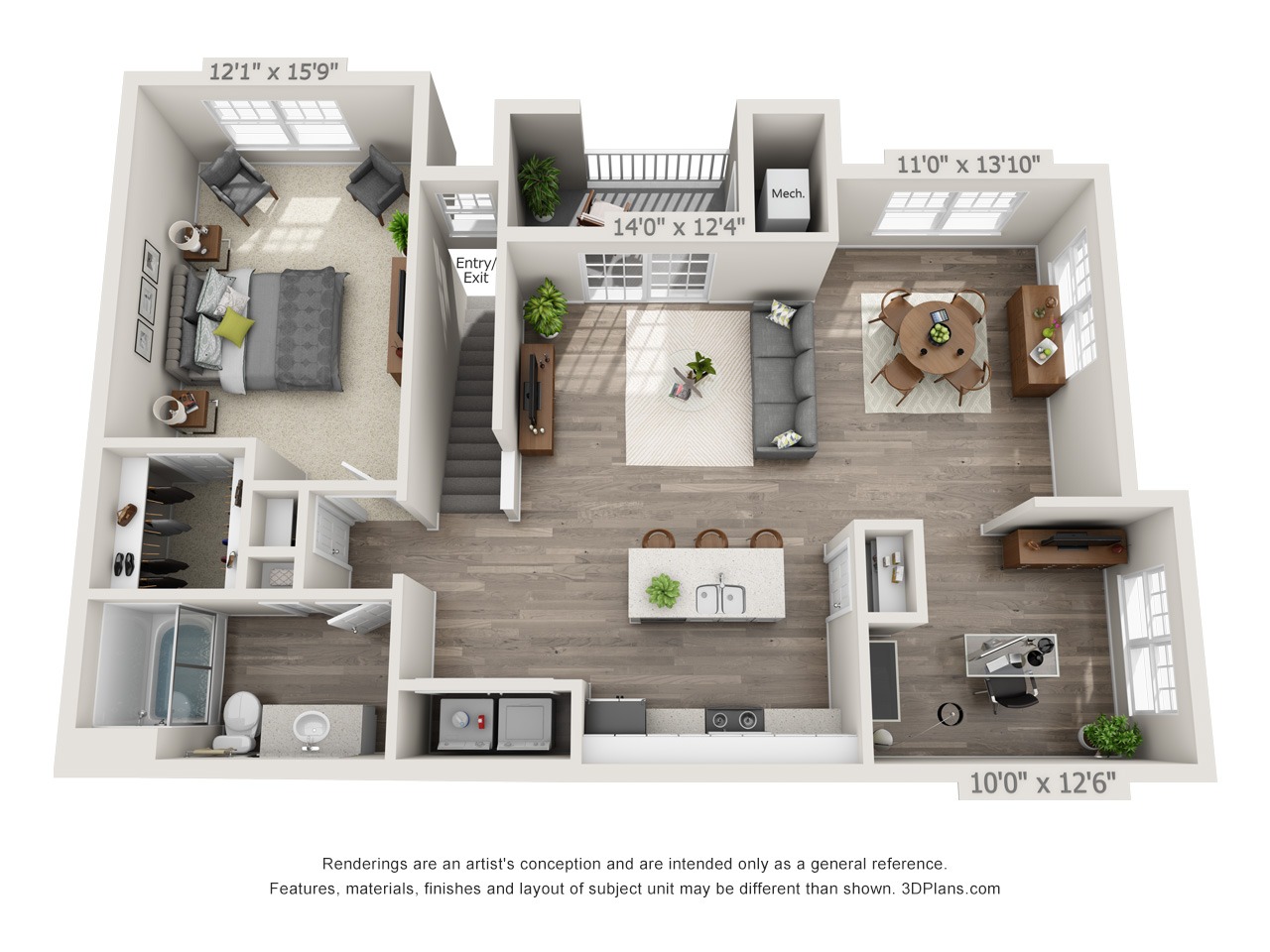 Kendal - 1 Bed / 1 Bath with Den - 2nd Floor - 1,073 SF