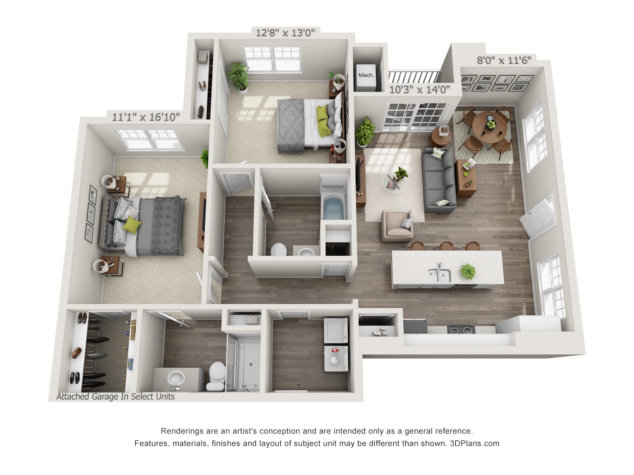 Sage - 2 Bed / 2 Bath with Garage - 1st Floor - 1,201 SF