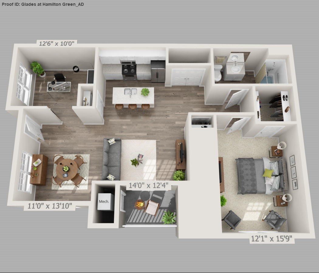 Fern - 1 Bed / 1 Bath with Den - 1st Floor - 1,002 SF