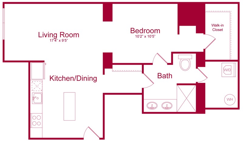 205 - 1 bed 1 bath - 760 SF